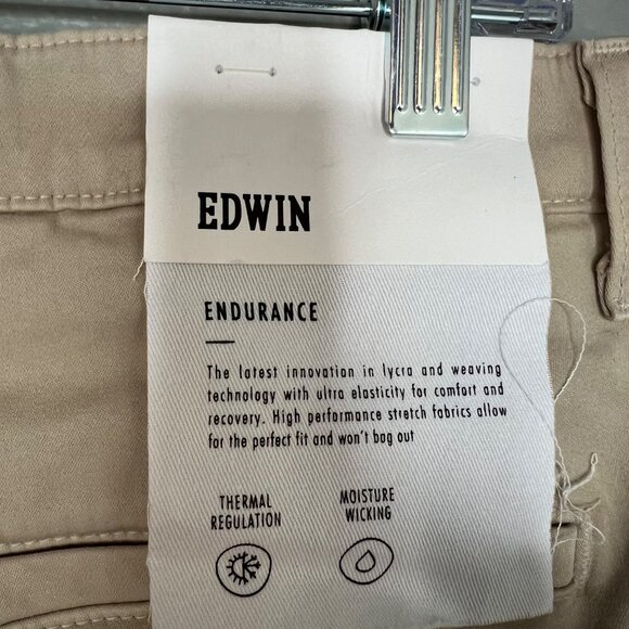 Edwin Mason Shorts Endurance‎ Slim Chino Mens Size 31Oyster Tan Khaki NWT - Picture 4 of 8
